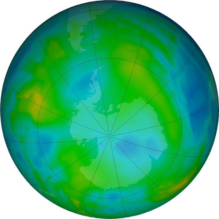 Antarctic ozone map for 07 June 2011